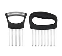 2 Pcs Onion Slicer,Premium Stainless Steel Onion and Vegetable Slicer Set - for Even Slicing and Meat Tenderizing - Essential Kitchen Gadget for Home Cooks