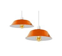 2 PCS Orange 36cm Pendant Lampshade, Hanging Pendant Light Shade Easy Fit Various Type Indoor Lampshade loft Industrial Style Metal Light Shade