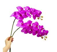 2 Pcs Orchid Stems 38" Artificial Flowers Real Touch Latex Faux Phalaenopsis Branches White Artificial Flowers for Wedding Party Home Garden Decor (Purple, 38“)