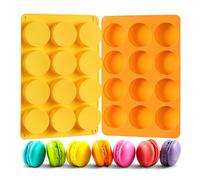 2 Pcs Oreo Chocolate Cookie Silicone Molds, 12-Cavity Round Silicone Mold, Baking Mold for Oreo, Chocolate, Cookie, Candy, Mini Cake, Jelly (Orange + Yellow)