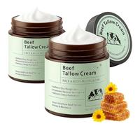 2 pcs Organic Grass-Fed Tallow (Beef Tallow) & Honey Cream (240g/8.4oz) | Whipped Lightweight Texture for Face & Body | Deep Hydration, Non-Comedogenic Formula