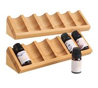 2 Pcs Organizer for Essential Oils and Nail Polish, Wooden Display Stand, Slanted for Easy Access, Holds 6 Bottles, Suitable for Desk Or Vanity