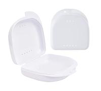 2 PCS Orthodontic Retainer Case,Retainer Case,Denture Case with Ventilation Holes for Mouth Guard and Floss. (White)