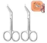 2 Pcs Ostomy Scissors Curved Blunt Round Tip, Stainless Steel Stoma Medical Scissors, Nursing Scissors for Colostomy Ileostomy Care, Washable, Lightweight 100x54mm