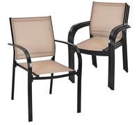 2 PCS Outdoor Dining Chairs Stackable Armchairs for Yard Bistro Poolside