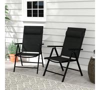 2 PCS Outdoor Folding Chairs, Dining Chairs w/ Padded Seat Headrest Outsunny Black 2 Pack