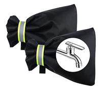2 Pcs Outside Tap Covers for Winter, Tap Cover Jacket Insulated Protector with Reflective Strip, Thickened Outdoor Tap Cover From Freezing Waterproof Thermal Tap Jacket (Black)