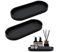 2 Pcs Oval Bathroom Vanity Trays Toilet Tank Oval Storage Tray Silicone Storage Non-Slip Waterproof Silicone Sink Organiser for Bedroom Kitchen Bathroom,Easy to Clean and Reusable 25 x 11 cm