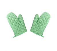 2 Pcs Oven Gloves, Heat Resistant Kitchen Baking Mitts with Hanging Loop, Non-Slip Cooking Gloves for Grilling Microwave Pizza - Green