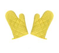 2 Pcs Oven Gloves, Heat Resistant Kitchen Baking Mitts with Hanging Loop, Non-Slip Cooking Gloves for Grilling Microwave Pizza - Yellow