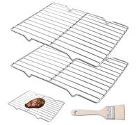 2 PCS Oven Rack, Cooling Rack, Roasting Rack, Cooling Racks for Baking, Stainless Steel Wire Rack, Baking Rack, Small Rectangle Oven Rack for Cooking Baking Grilling Frying, with Oil Brush