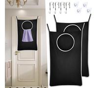 2 Pcs Over Door Laundry Hamper, XL Hanging Laundry Basket Bag, 36.5x 22 Inch Dirty Clothes Storage Organizer, Extra Large Tear-resistance Door Hamper with 2 Types Hooks for Dirty Clothes (black)