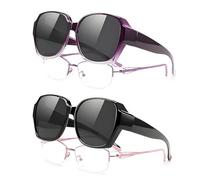 2 Pcs Over Glasses Sunglasses Women, Polarised Trendy Square Oversized Anti Glare, Face Shadow Polarized Sunglasses For Driving UV Protection Men And Women
