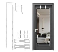 2 PCS Over The Door Mirror Hanger, Adjustable Door Mirror Hanger, Five-Hole Over The Doors-Mirrors Hook, Mirrors Doors Hangers with 2 Iron Filings and Screws (White)
