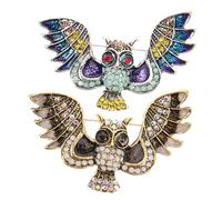 2 pcs Owl Brooch Pin Cute Rhinestone Decorative Lapel Pin for Women Stylish Brooch for Clothes Hats and Suits Jewelry