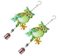 2 Pcs Owl Shaped Metal Wind Chime Hanging Decoration for Front Doors