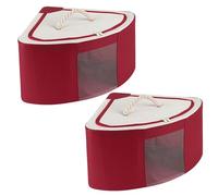 2 Pcs Oxford Cloth Triangle Storage Bag for Space Saving Perfect Corner Organizer Foldable Storage Box with Lid for Bathroom Dresser Kitchen(38×23cm/Wine red)