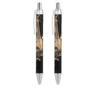 2 PCS Pack Retractable Black Ballpoint Pens for Smooth Writing 0.5mm Fine Point Fineliner Refillable Quick Dry Gel Ink Dragonfly Watercolor Painting Rollerball Pens Comfort Grip for Journaling Note Ta