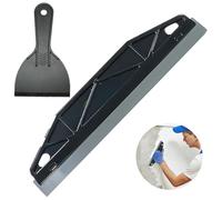 2 Pcs Paint Trim Guard, 12inch Stainless Steel Paint Shield Multi-Purpose Paint Wallpaper Guard for Cutting in, Straight Edge Painting Tools Shield with 1 Scraper for Smearing Repairing Wallpaper