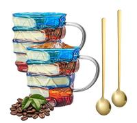 2 PCS Painted Book Mug 3D Book Mug Creative Stackable Books Shaped Mugs with 2 Spoons Collection Gifts for Readers Literature Enthusiasts Librarians and Writers