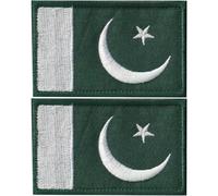 2 Pcs Pakistan Flag Patch, Embroidery Pakistan Flag Applique Emblem Military Patch with Hook and Loop for Hats Backpack Clothes Uniform