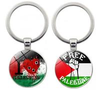 2 Pcs Palestine Flag Keychain Glass Alloy Free Palestine Keyrings for Home Car Keys Palestine Key Chains