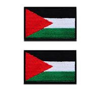 2 Pcs Palestine Flag Patch, Tactical Embroidery Palestinian Middle East Applique Emblem Military Patch with Hook and Loop for Hats Backpack Jackets Clothes Uniform Vest Team Holiday