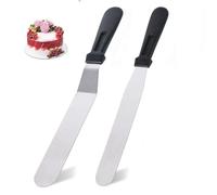 2 Pcs Palette Knife Baking Pallet Knife for Cake Decorating Angled Stainless Steel Icing Spatula Cake Palette Knife Cake Knife Professional Cake Angled Offset Spatula Cake Scraper,Black
