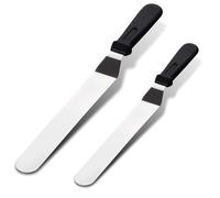 2 Pcs Palette Knife Baking, Pallet Knife for Cake Decorating, Stainless Steel Angled Spatula, 2 Size Angled Spatula for Cake Decorating Smoothing Icing and Cooking Frosting Pastries
