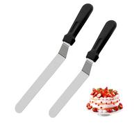 2 Pcs Palette Knife,Pallet Knife with Durable Pp Plastic Handles,Professional Stainless Steel Offset Spatula for Cake Decorating, Pastry and Baking(Black)