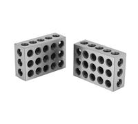 2 Pcs Parallel Block Set, 23 Holes Clamping Blocks Metric, Mill Block Set, 25 × 50 × 75mm / 1 × 2 × 3 Inch, Hardened Steel, Lathe Tools for Machine Tool