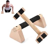 2 Pcs Parallettes Bars, 25cm Dip Bars with Non-Slip Pads, Wood Push Up Bar Handles Thicker, Load Capacity 300kg, Calisthenics Equipment for Fitness Gymnastics Exercise Home