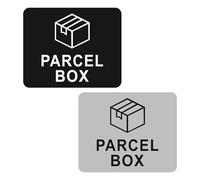 2 Pcs Parcel Box Sign, 11cm x 9cm Self Adhesive Notice Deliveries Packages Post Mailman Parcel Box Sticker for House Office No More Lost Goods (Black + Sliver)