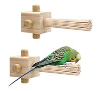 2 Pcs Parrot Chewing Stopper Toy Stand Perches Lollipop Stick Bird Toy Intelligence and Emotions Wood Foraging Toys for Parrots Cage Accessory (Wood-Lollipop, 2 Pack)
