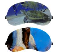 2 PCS Pastel Painting Animal Cow Sleep Mask, Completely Block Out Light Eye Mask for Side Sleeper, Zero Eye Pressure Night Blindfold, Adjustable Eye Shade Cover