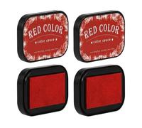 2 PCS Patterned Red Ink Pad, Decorative Stamp Pads with Design Texture, Craft Ink Pads for Artistic Impressions, Red Pigment Pads for Stamping Projects