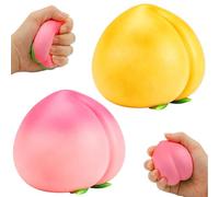 2 PCS Peach Squishy, Slow Rising Squishies in Yellow and Pink, Ideal for Desk Decorators, Home Aesthetes, and Squishy Enthusiasts