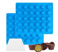 2 PCS Peanut Butter Cup Molds 30-Cavity Bite-Size Chocolate Molds, Silicone Mold for Fat Bomb, Chocolate, Jelly, Ice and Cordial(Blue)