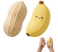 2 PCS Peanut Squishy, Banana Squishy Set, Nut Shaped Slow Rising Squeeze Object, Party Favors Gifts, Soft Crunchy Texture Squishies for Desk and On-the-Go Use