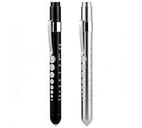 2 Pcs Pen Torch,Diagnostic Medical Penlight,Light LED Pupil Gauge Pen Torches,Mini Reusable LED Penlight Flashlight Pen Torch,Torch Doctor Nurse EMT Emergency Pen Light for Nurse Doctor (Black+Silver)