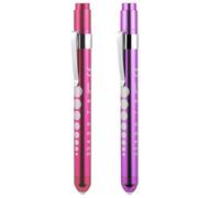 2 Pcs Pen Torch,Diagnostic Medical Penlight,Light LED Pupil Gauge Pen Torches,Mini Reusable LED Penlight Flashlight Pen Torch,Torch Doctor Nurse EMT Emergency Pen Light for Nurse Doctor(Purple+Pink)