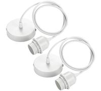 2 Pcs Pendant Light Fitting, Ceiling Light Fitting, E27 Lamp Holder, Industrial Style Ceiling Chandelier Accessory, With 100cm Adjustable Cable, Suitable For Corridors, Living Rooms, Kitchens (White)