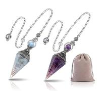 2 Pcs Pendulum Crystal, Natural Crystal Pendulum for Meditation