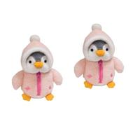 2 Pcs Penguin Pillow Plush Toy, Soft Kawaii Animal Squishy Cuddly Toys, Cotton Stuffed Hugging Plushies for Sleeping, Stress Relief, Relaxation, Home Decor & Gifts for Kids Adults (Pink,35cm)