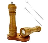 2 pcs Pepper Grinders and 2 pcs Cleaning Brushes, Spice Blender with Tray, Adjustable Coarseness Grinding Bottle, Freshly Ground Pepper Shaker, Kitchen Spice Shaker.