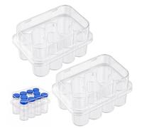 2 PCS Peptide Case, Vial Holder with 10-Slot Design for Refrigerator Storage, Transparent Peptide Storage Case for Insulin Vials, Compact Fridge Organizer with Stackable Functionality, Clear Vial Case