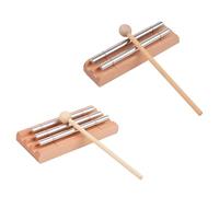 2 Pcs Percussion Instrument, Two-Tone & Three Tone Chime Set, with Metal Tubes & Wood Base, Sound Block, Mindfulness Meditation Chime, Simple Percussion, Increase Concentration, Classroom Chime