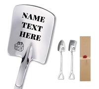 2 Pcs Personalised Ice Cream Spoons Custom Engraved with Your Own Design Name Text Logo Stainless Steel Coffee Dessert Spoons Includes Box for Family Friends Lovers (Silver)