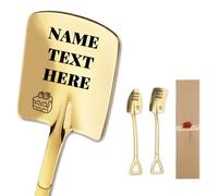 2 Pcs Personalised Ice Cream Spoons Custom Engraved with Your Own Design Name Text Logo Stainless Steel Coffee Dessert Spoons Includes Box for Family Friends Lovers (Gold)
