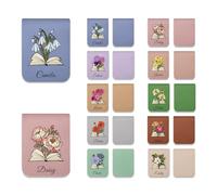 2 Pcs Personalised Magnetic Bookmark Clip,Custom Leather Birth Flower and Name Book Mark,Personalized Bookmark Gifts for Couple, Book Lovers,Bookworms,Readers